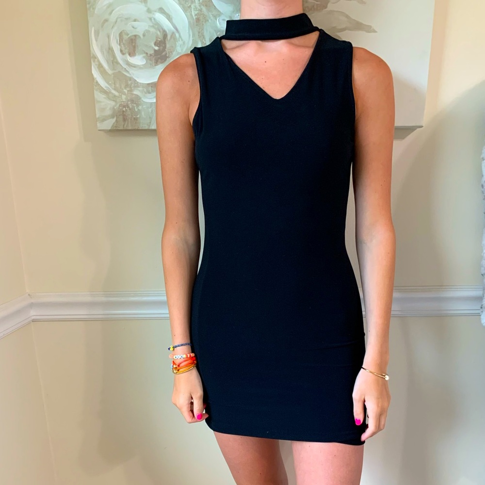 Black dress with choker